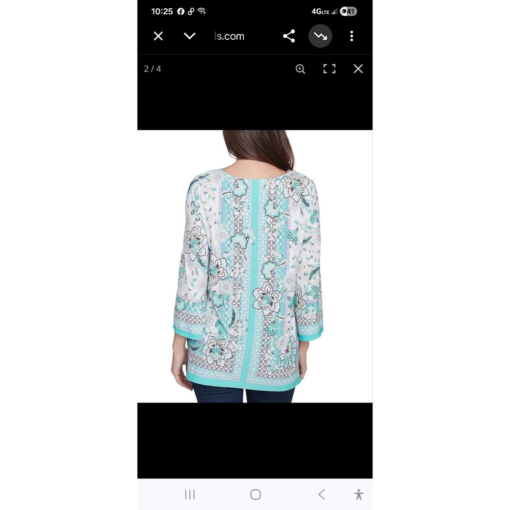 Ruby Rd Women's Plus Size 1X Blouse Top Multicolor Crochet Lightweight Tunic NWT - Picture 2 of 10